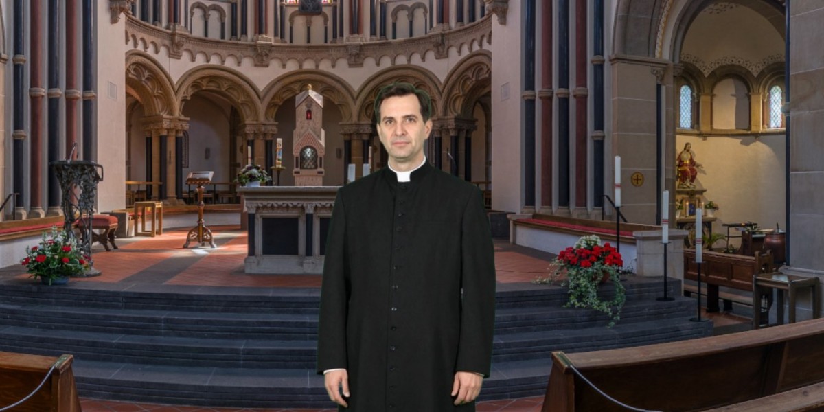 Virtuelle Kirchen-Erlebniswelt mit Kerzenmoment und Avatar